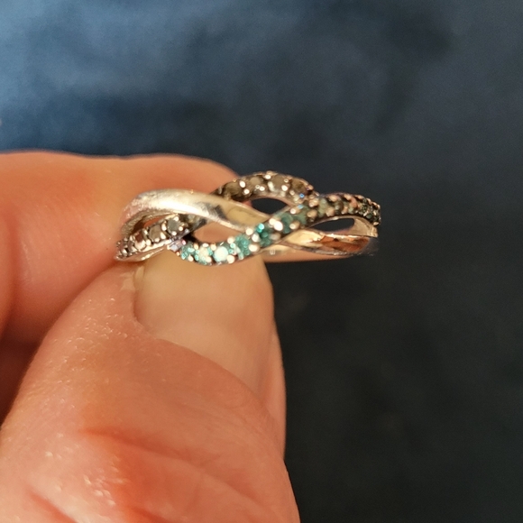 Blue/Black Diamond Fashion Ring 1/4 ct tw Sterling Silver - Picture 4 of 4